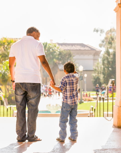 happy-african-american-father-and-mixed-race-son-cary child visitation lawyers