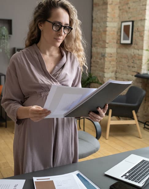 woman-working-at-office-chapel-hill-property-division-laywer-ellis