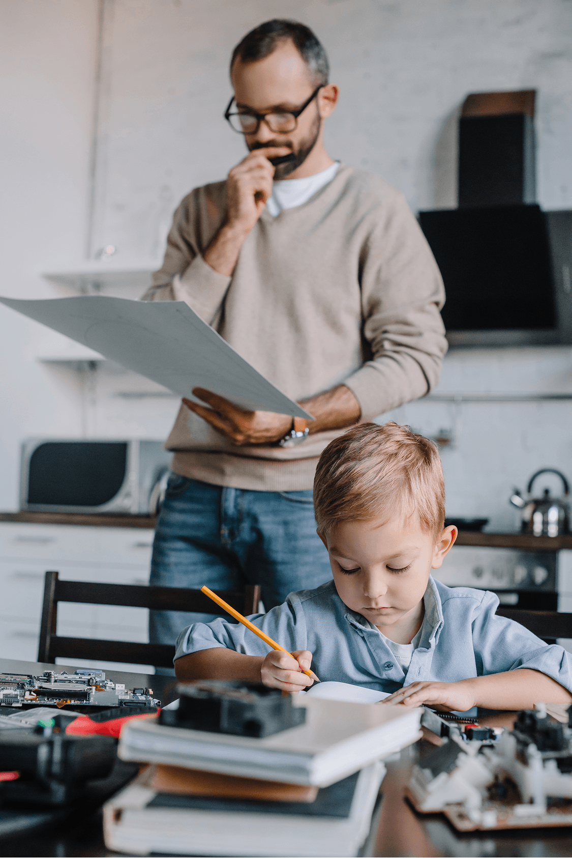 pensive-father-looking-at-contract-child-custody-garner-nc