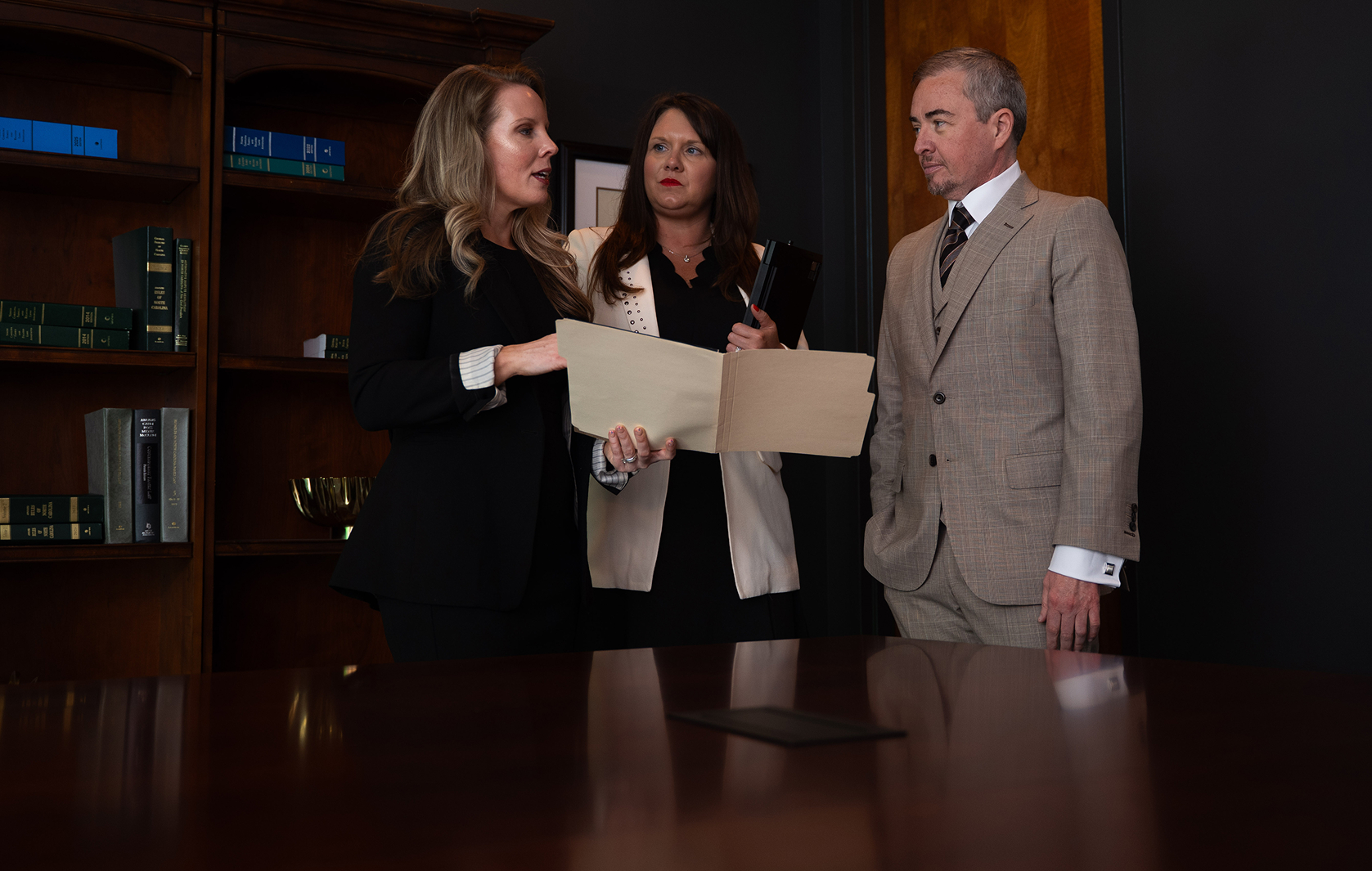Ellis Family Law Partners in the offic talking